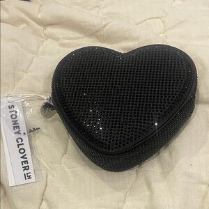 Stoney Clover Lane Black Rhinestoned Heart Pouch